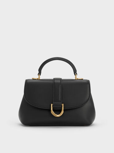 Tas Top Handle Gabine Leather, Black, hi-res