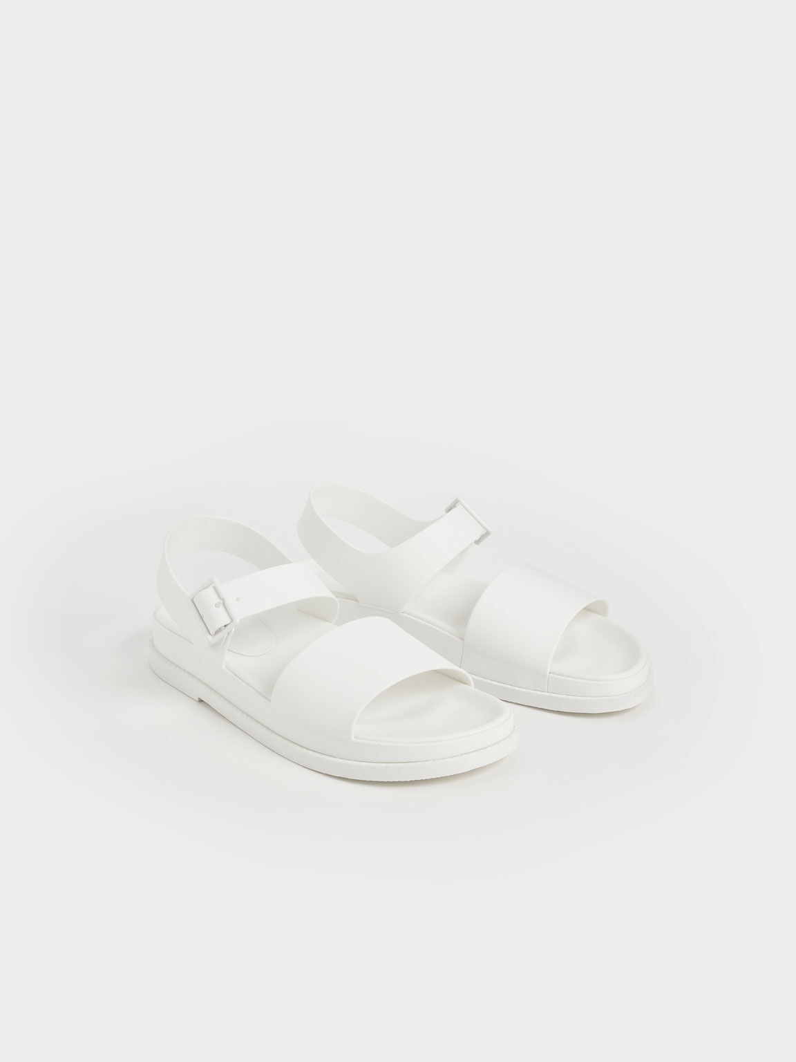 Sandal Flatform Buckle Strap, White, hi-res