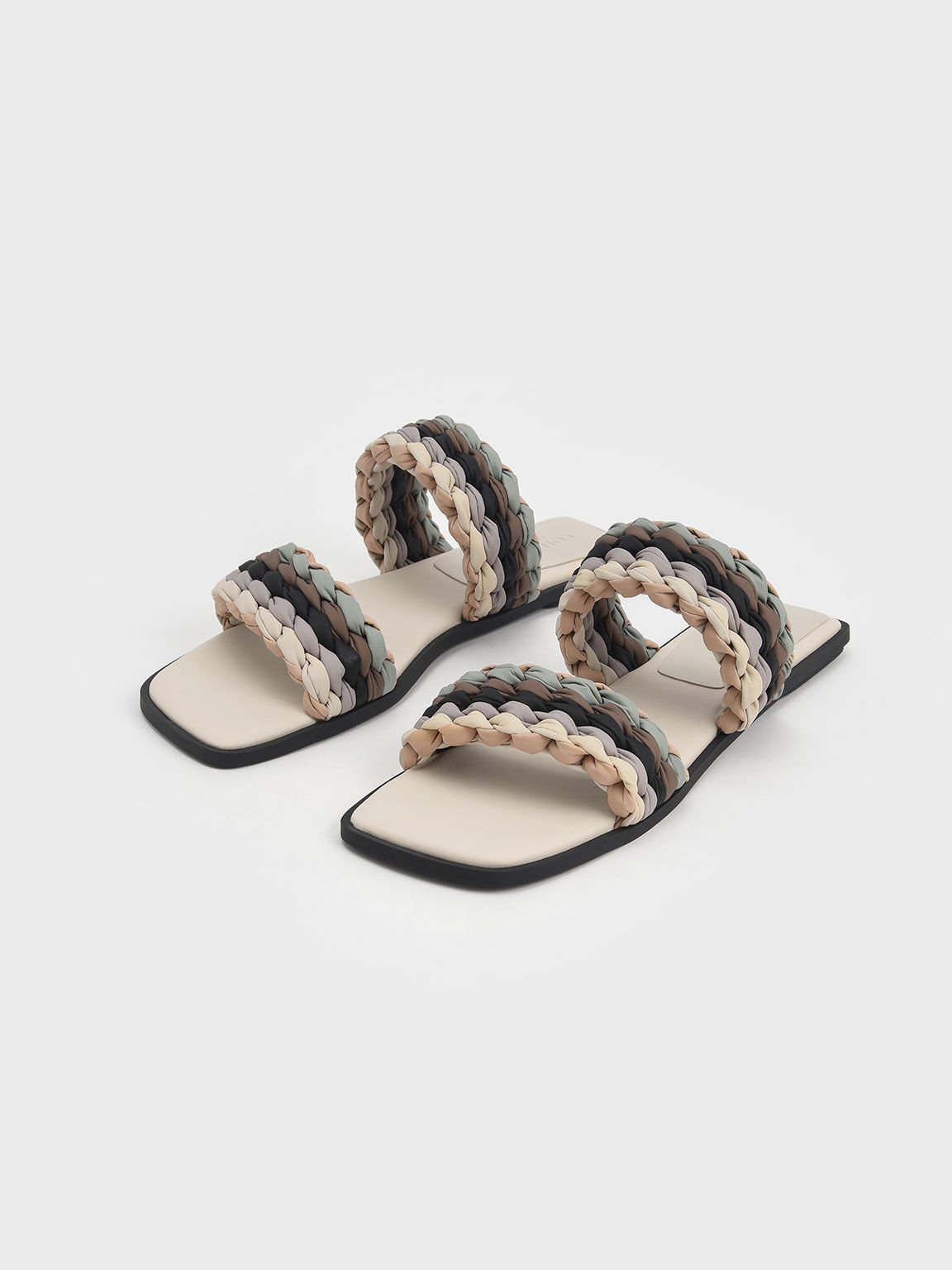 Pleated Slide Sandals, Multi, hi-res