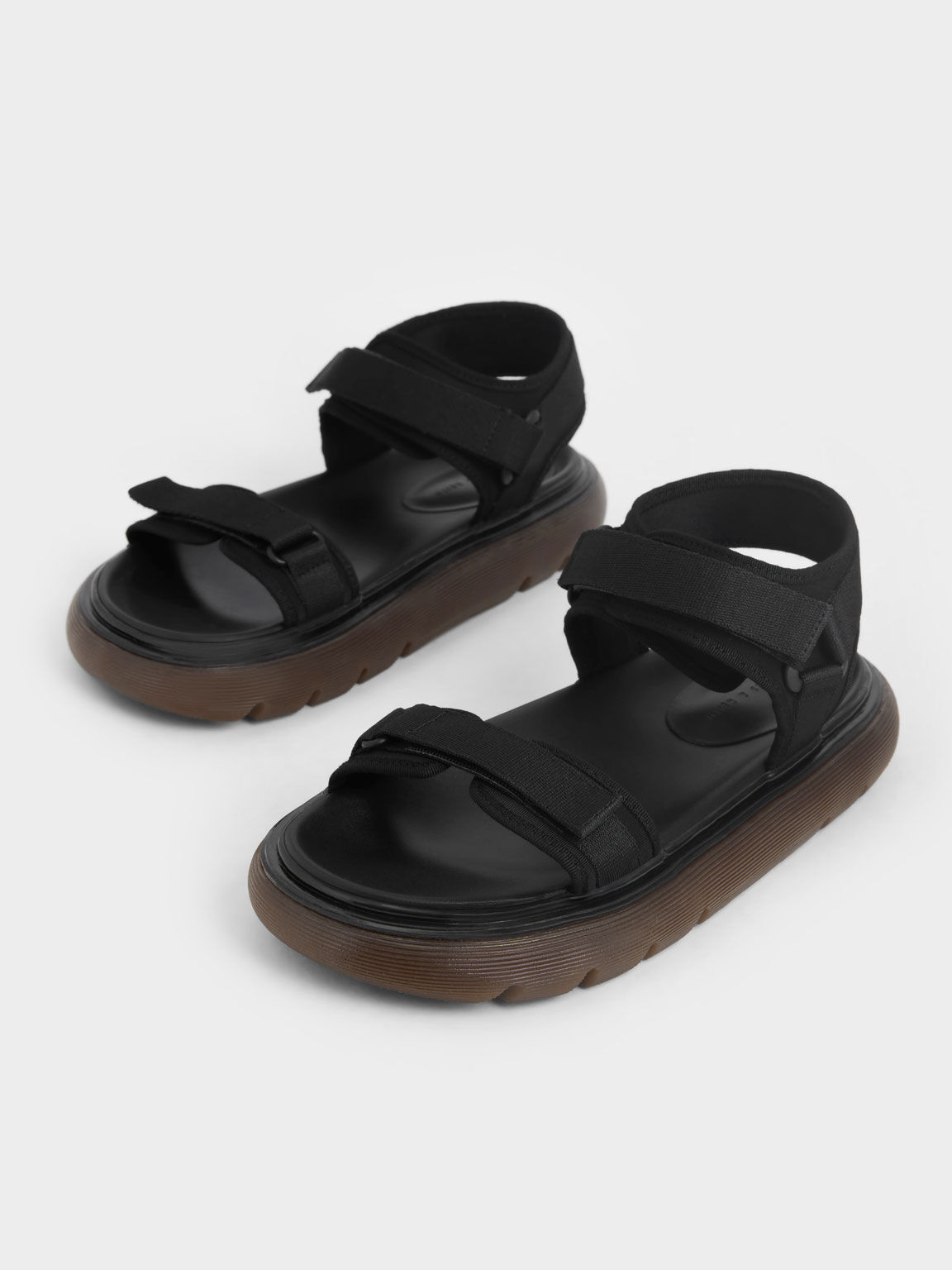 Sandal Sport Recycled Polyester Velcro-Strap, Black, hi-res