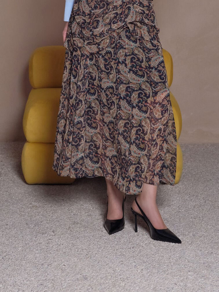 Sepatu Pumps Stiletto Slingback Leather, Black Box, hi-res