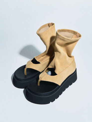 Sandal Boot Platform Laine Faux Suede, Sand, hi-res
