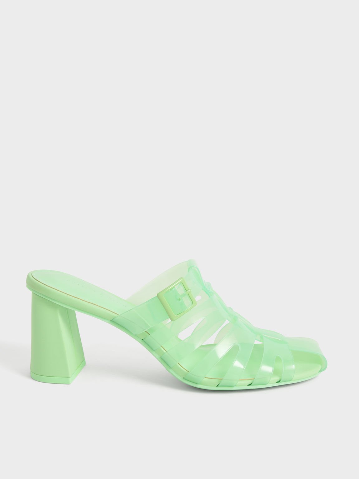 Madison See-Through Caged Mules, Green, hi-res