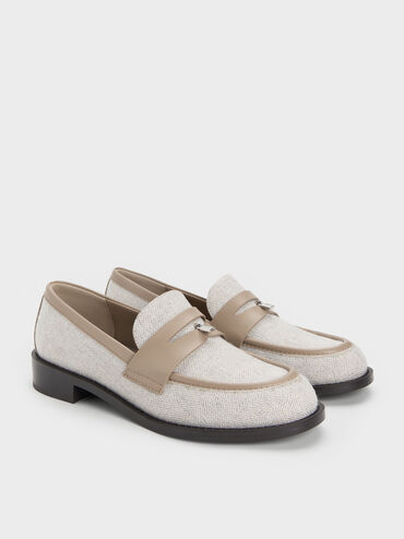 Griselda Two-Tone Loafers, Light Grey, hi-res