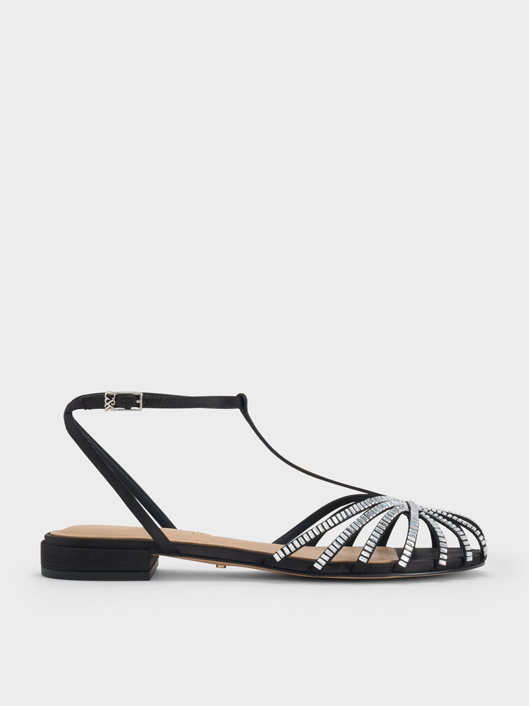 Sandal Gem Caged Jaylene, Black Textured, hi-res