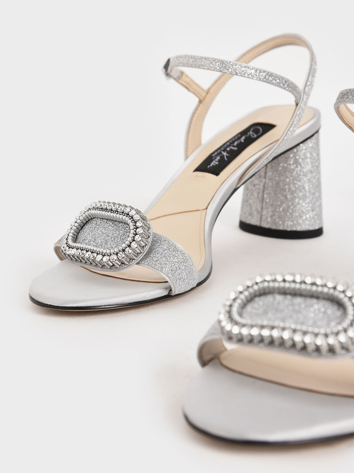 Wedding Collection: Sandal Bertumit Berhiaskan Glitter, Silver, hi-res