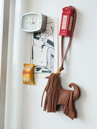 Charm Dog Fringed Leather, Chocolate, hi-res
