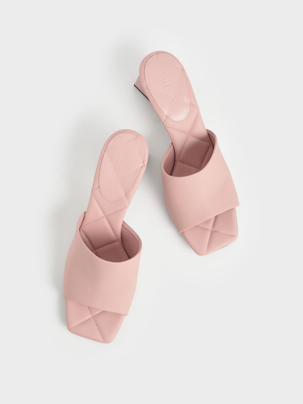 Sandal Leather Trapeze Heel Mules, Pink, hi-res