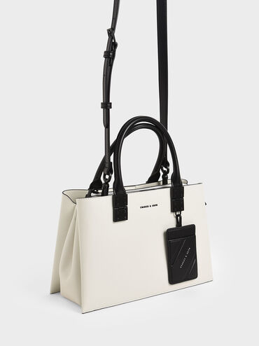 Tas Structured Double Top Handle, White, hi-res