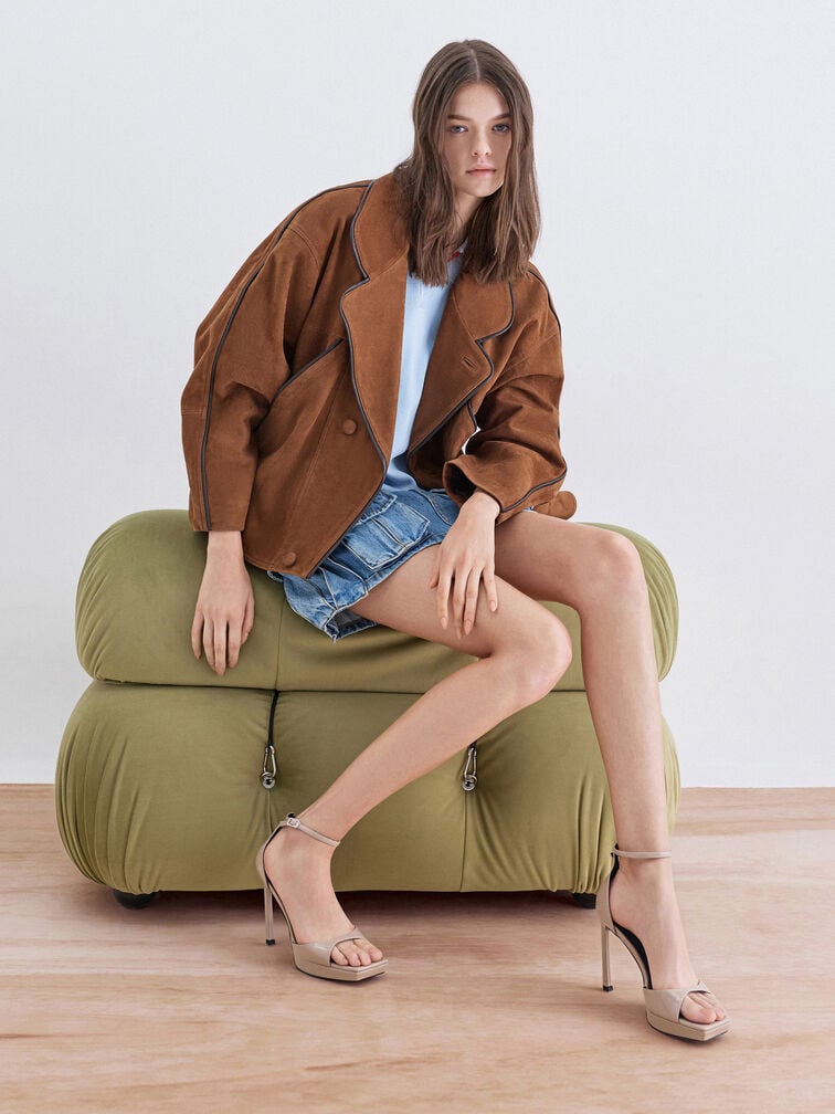 Sandal Heeled Platform Patent, Taupe, hi-res