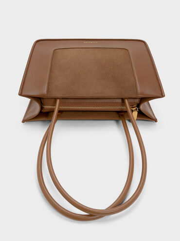 Daylla Recycled Suede Tote Bag, Mocha Brown, hi-res