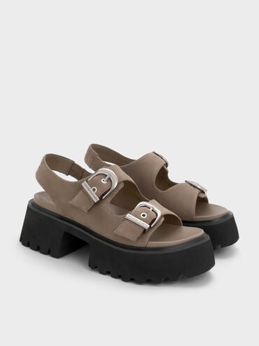 Nadine Faux Suede Slingback Platform Sandals, Taupe, hi-res