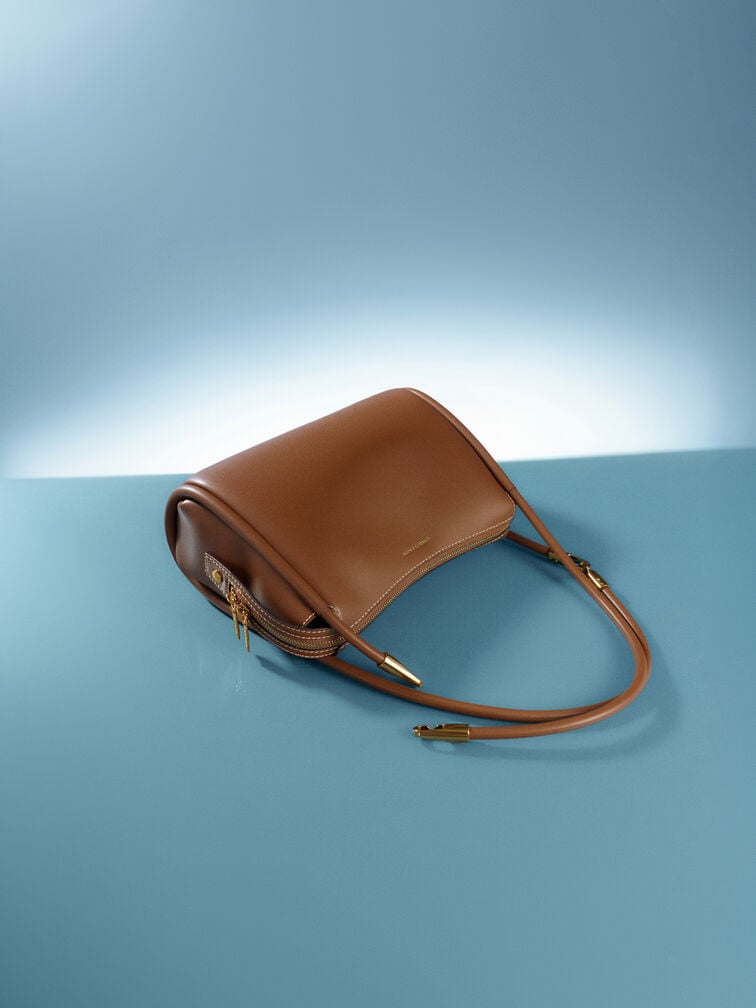 Tas Bahu Slouchy Tubular Lyla, Chocolate, hi-res