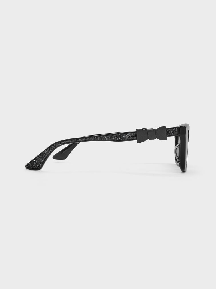 Kacamata Rectangular Bow Tanya, Jet Black, hi-res