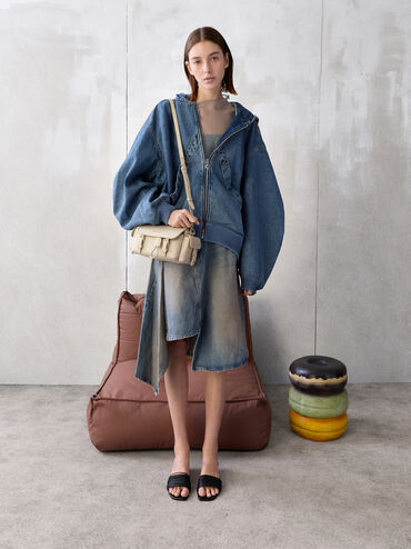 Tas Selempang Buckled Levy Nilon, Dusted Oat, hi-res
