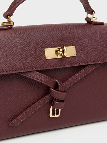 Tas Top Handle Knotted-Belt Tricha, Wineberry Red, hi-res
