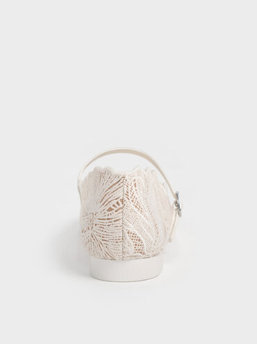 Meja Floral Mary Jane Flats, White, hi-res