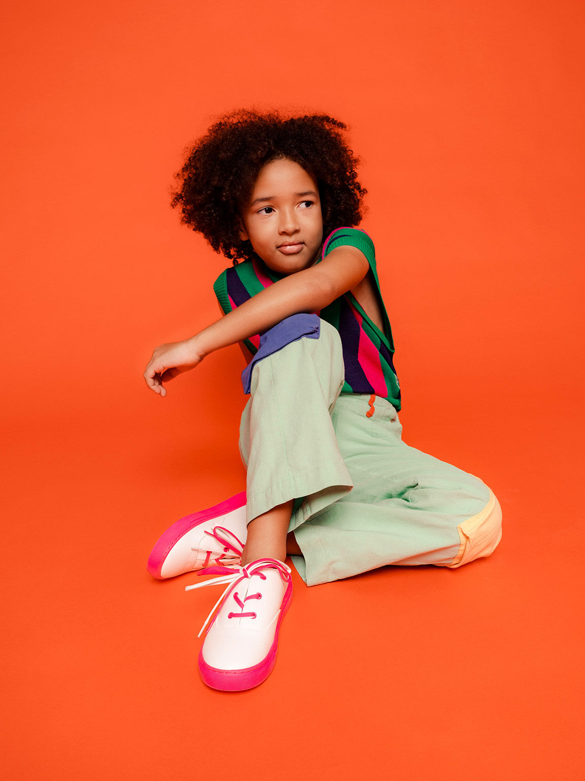Sepatu Mules Sneaker Girls' Two-Tone-Lace-Up, Fuchsia, hi-res