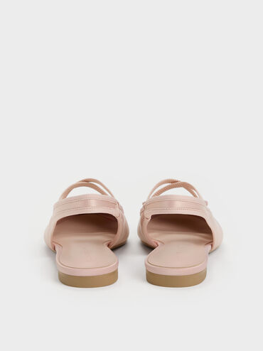 Sepatu Flats Ballet Slingback Crossover Satin, Light Pink, hi-res