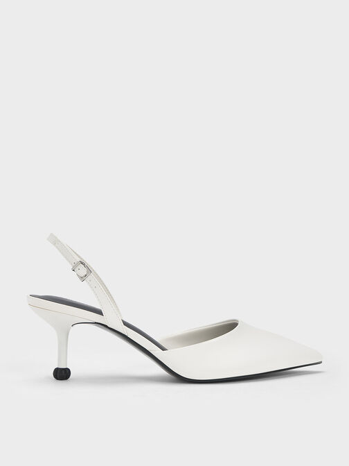 Sepatu Pumps Slingback Sculptural Heel, White, hi-res