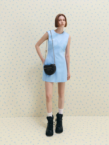 Paffuto Quilted Heart Crossbody Bag, Black, hi-res