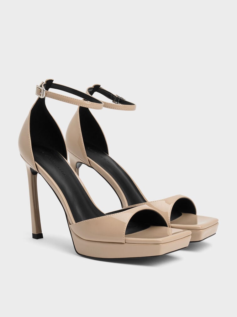 Sandal Heeled Platform Patent, Taupe, hi-res