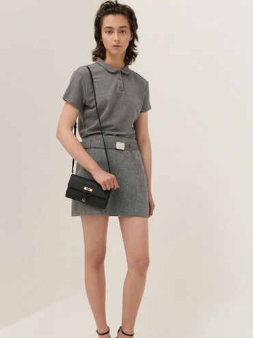 Tas Top Handle Knotted-Belt Tricha, Black, hi-res