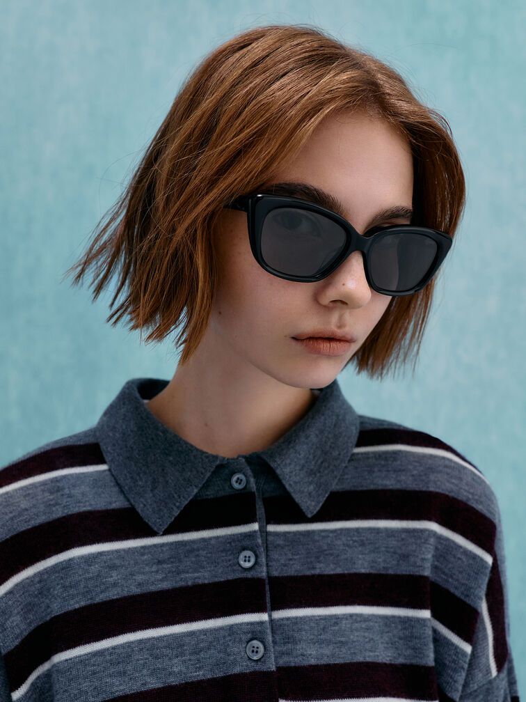 Kacamata Cat-Eye Maeva, Black, hi-res