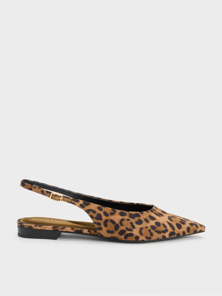 Emelia Leopard-Print Slingback Flats, Animal Print Natural, hi-res