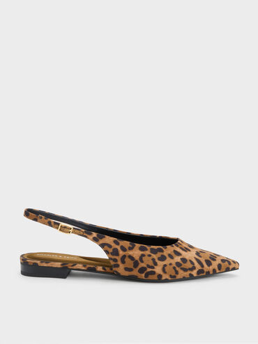 Emelia Leopard-Print Slingback Flats, Animal Print Natural, hi-res