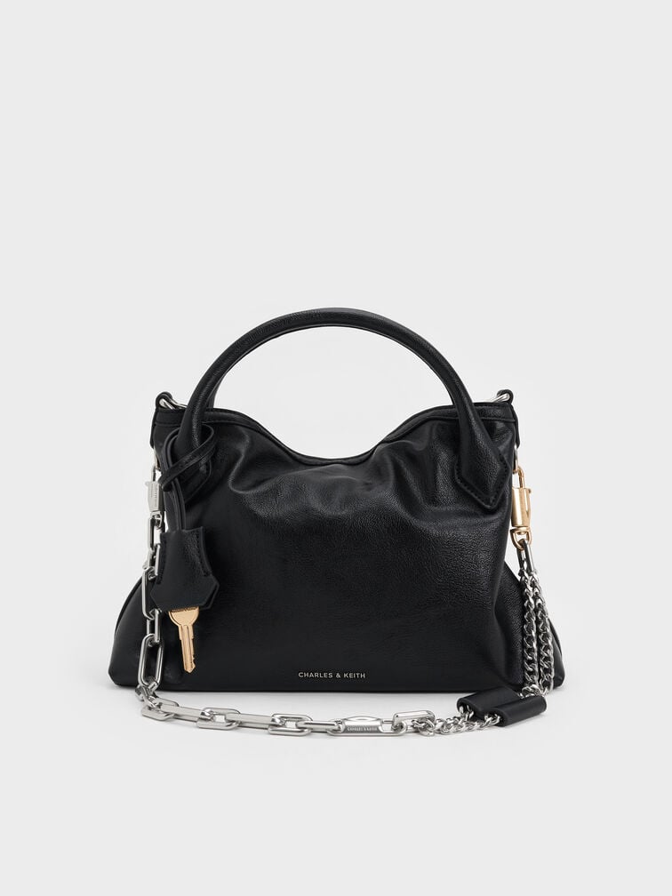 Tas Tote Chain Delfina Mini, Noir, hi-res