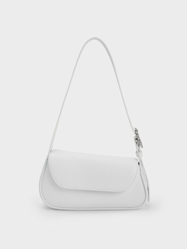 Petra Asymmetrical Front Flap Bag, White, hi-res