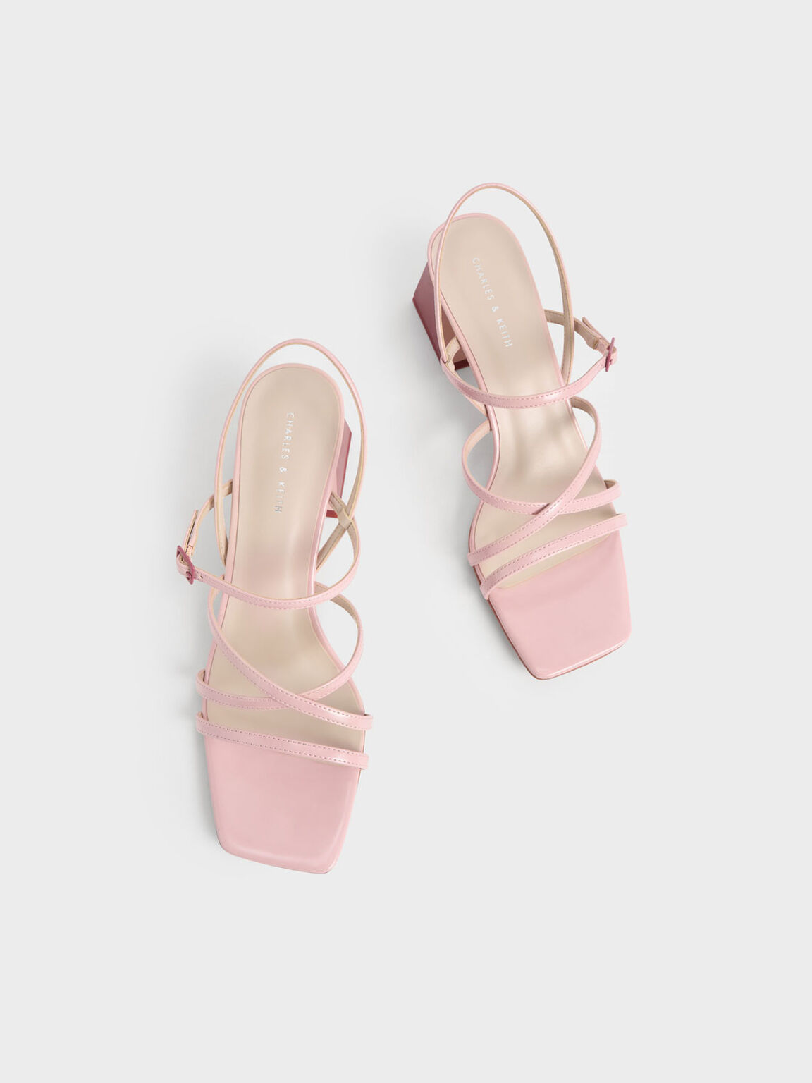 Sandal Two-Tone Trapeze Heel, Pink, hi-res