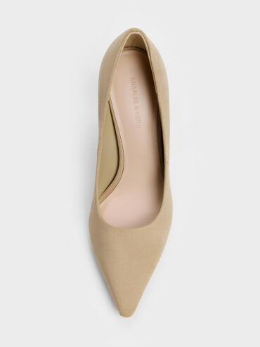 Kerra Faux Suede Pointed High Heels, Beige, hi-res
