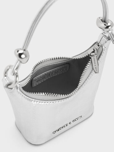 Tas Chain-Handle Eel-Effect Augustine Micro Metallic, Silver, hi-res