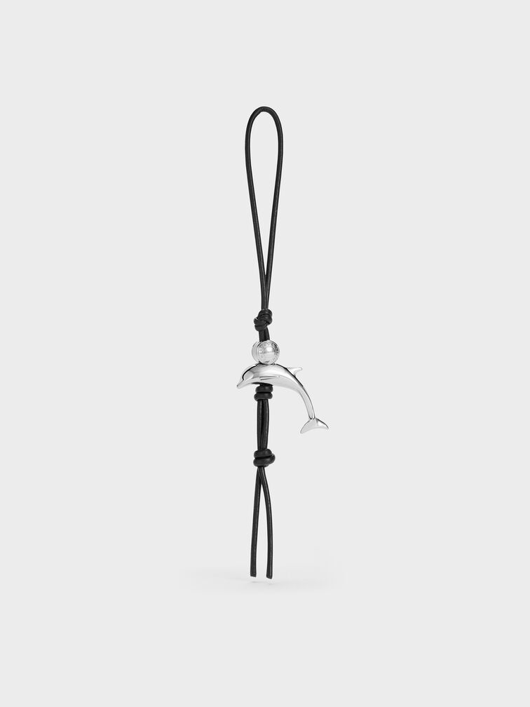 Delfina Dolphin Rope-Knot Charm, Noir, hi-res