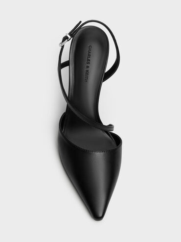 Cordelia Pointed Slingback Pumps, Black, hi-res