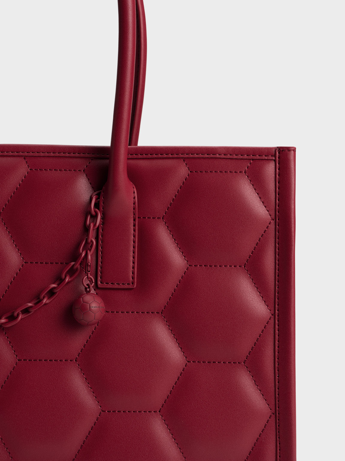Geometric Quilted Tote Bag, Red, hi-res