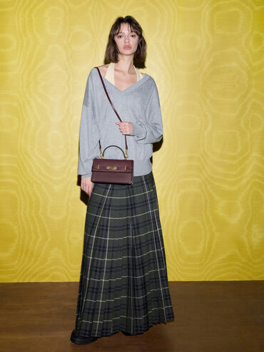 Tas Top Handle Belted Arlet, Wineberry Red, hi-res