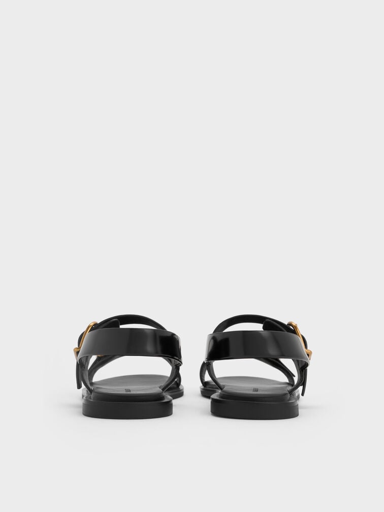 Sandal Slingback Buckle-Strap Double, Black Box, hi-res