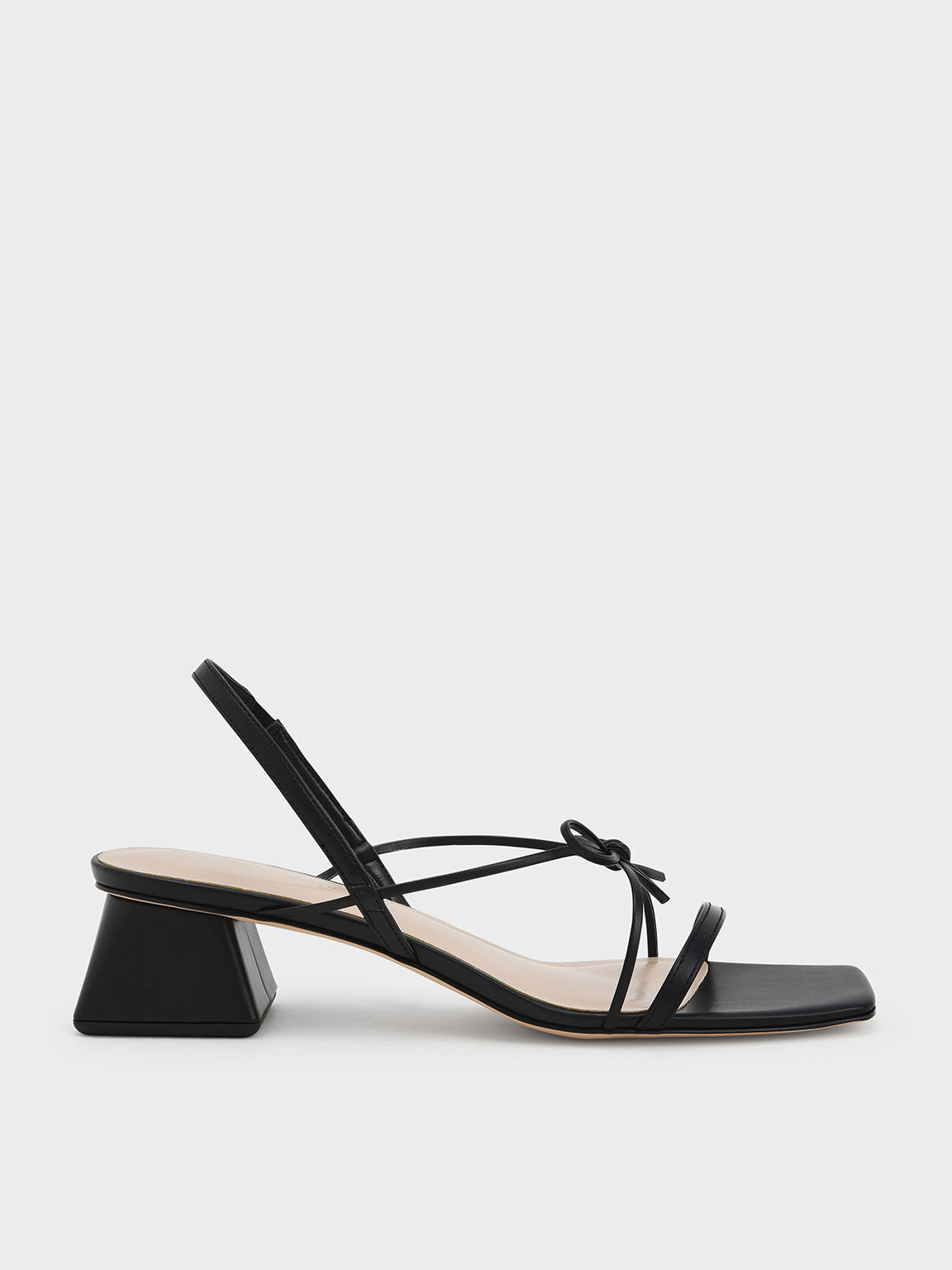 Black Strappy Bow Slingback Sandals - CHARLES & KEITH ID