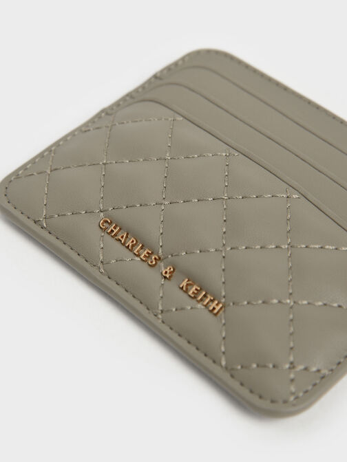 Cleo Quilted Card Holder, Taupe, hi-res