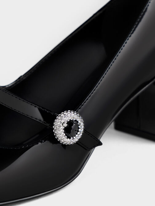 Sepatu Pumps Mary Jane Patent Crystal-Embellished, Black Patent, hi-res