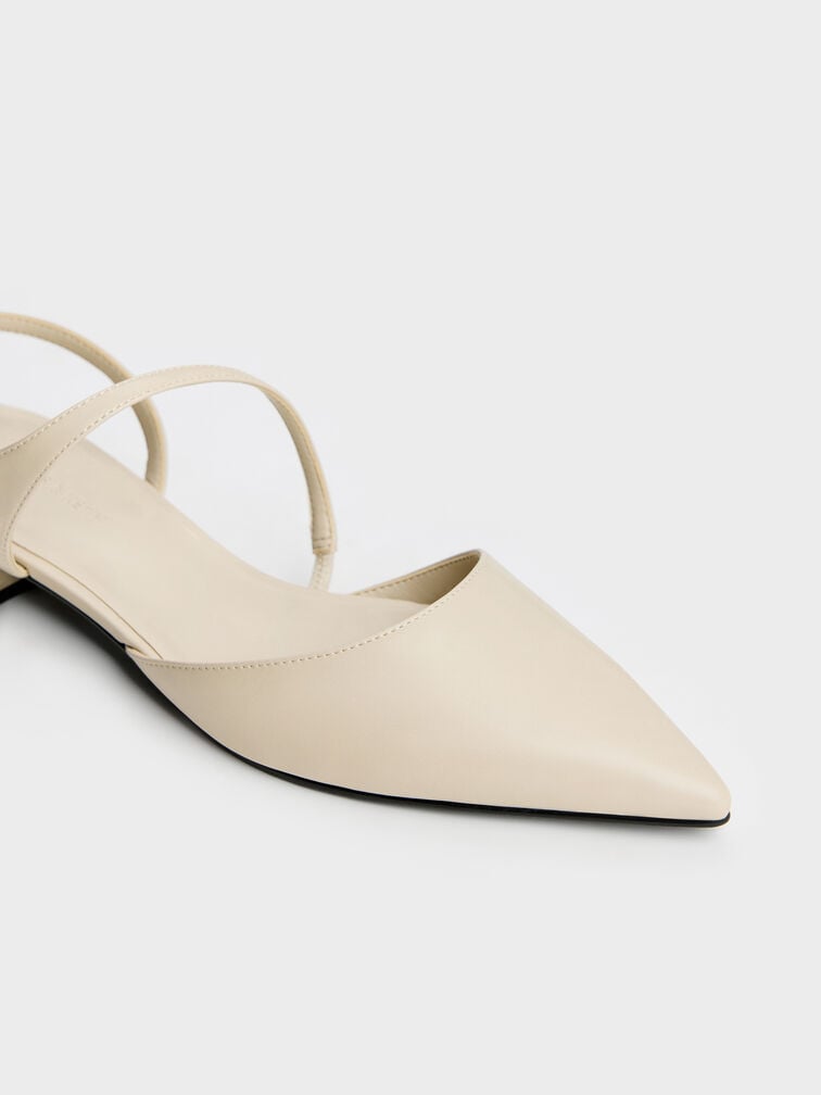 Sepatu Flats Slingback Pointed Cordelia, Chalk, hi-res