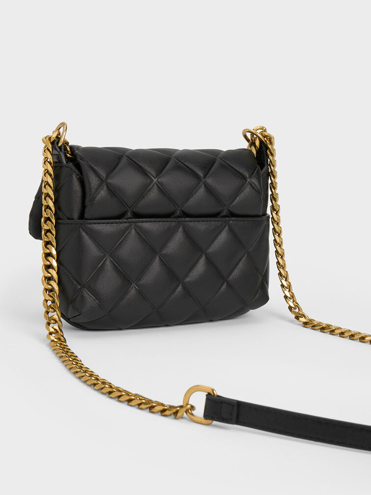 Tas Chain-Handle Mini Swing Quilted, Black, hi-res