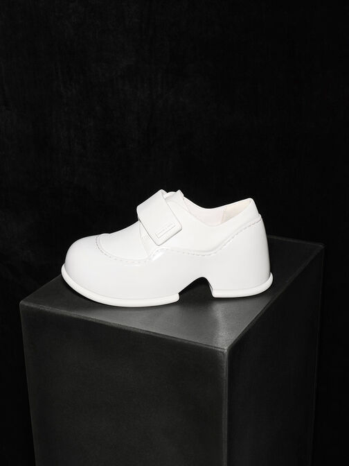 Sepatu Loafers Pixie Patent Platform, White, hi-res