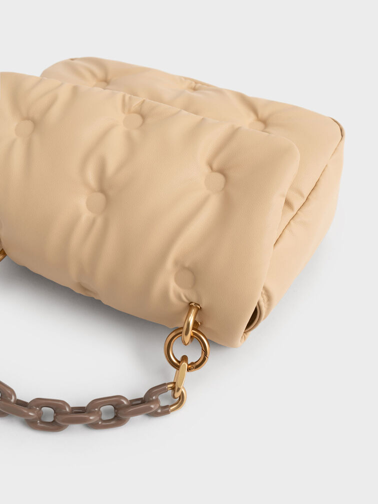 Koi Padded Chain Handle Bag, Beige, hi-res