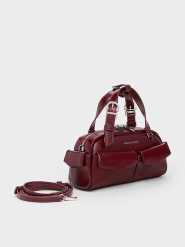 Rachel Multi-Pocket Bowling Bag, Burgundy, hi-res