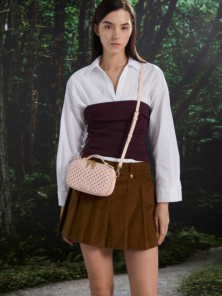 Tas Selempang Woven Azure, Soft Pink, hi-res