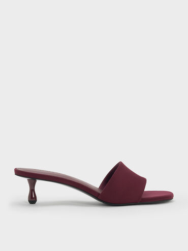 Ruthie Faux Suede Heeled Mules, Burgundy, hi-res